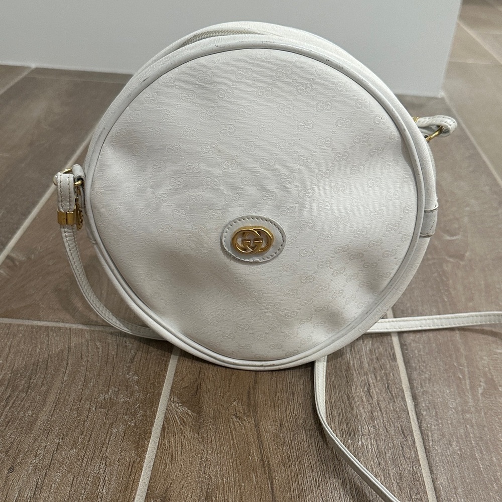 Gucci White Round Crossbody Bag